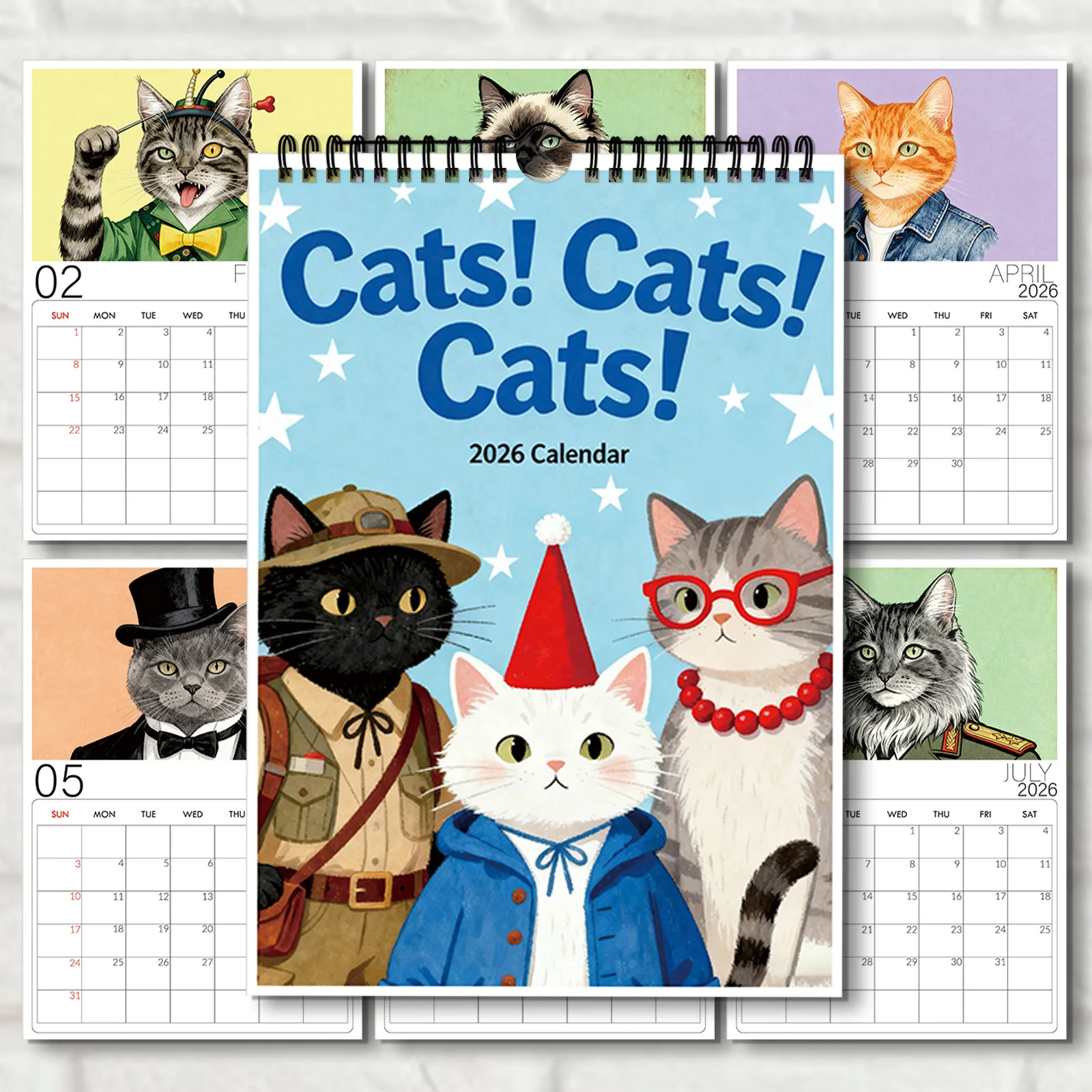

1PC 2026 Wall Calendar,Playful Cat-Themed Hanging Calendar for Cartoon Fans &Cat Lovers,Ideal for Home Decor,Funny Wall Calendar