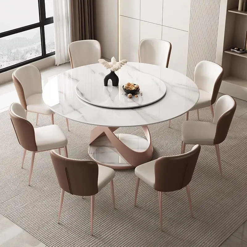 Pandora Light Rock Plate Iron Dining Table and Chair Set Modern Luxury Living Room Furniture for Small Apartment