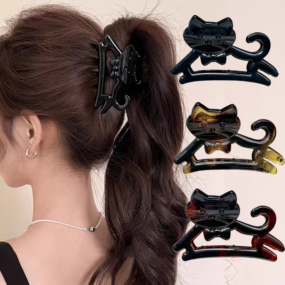 الكورية لطيف الكرتون القط الاكريليك مشبك شعر السلطعون مشبك شعر القرش القط المشابك دبوس الشعر أغطية الرأس للنساء فتاة إكسسوارات الشعر #3