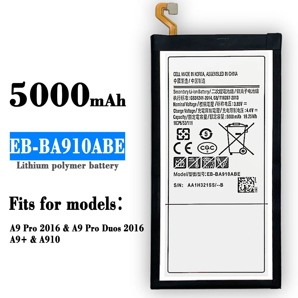 

EB-BA910ABE 5000mAh батарея для Samsung Galaxy A9 Pro (2016) A9 + SM-A910 мобильный телефон Высококачественная литиевая батарея