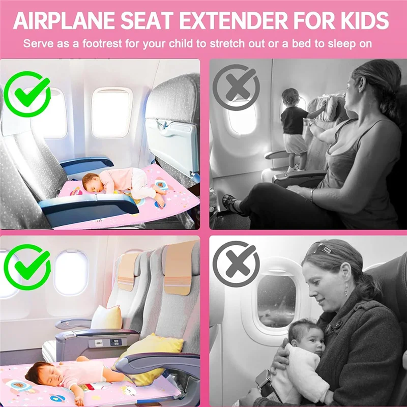 

AU28-Airplane Seat Extender For Kids,Toddler Airplane Bed,Toddler Airplane Seat Extender Travel Essentials-Portable