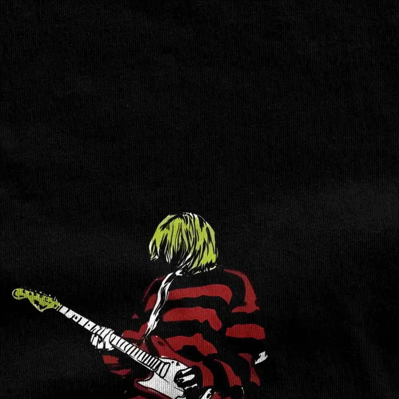 Men's Kurt guitar T-shirts stripey Cobain 100 cotton tops summer vintage Short Sleeve T shirt o neck Harajuku tshirt big size