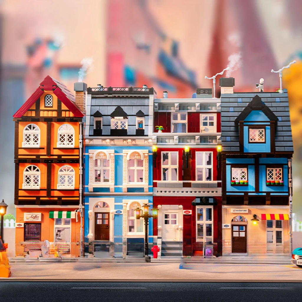 

2024 New City Street View Architecture Series Puzzle Hut Street Scene Tide Play Children Boys Girls Birthday Toy Gifts