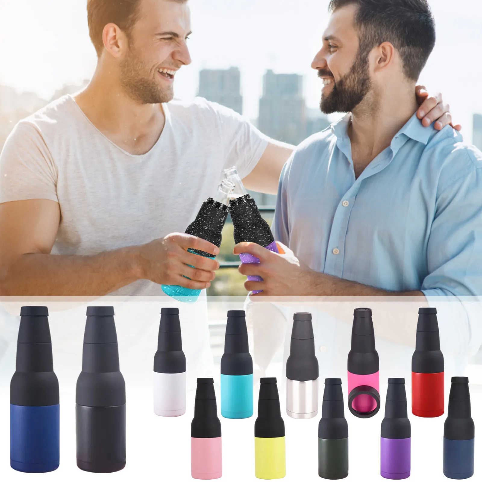 Can And Beer Bottle Insulator Stainless Steel Double Wall  Insulated Can Cooler Beer Bottle Holder For Kitchen Bar