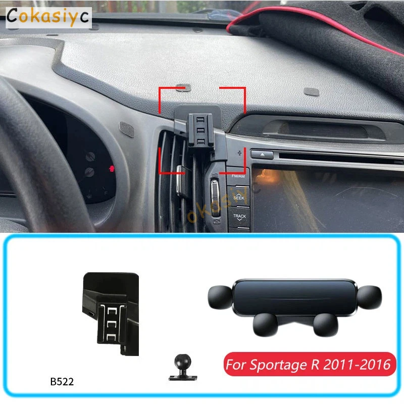 Car Phone Holder For Kia Sportage R 2011-2016 Gravity Stand Mount Support Horizontal GPS Mobile Bracket Accessories With Base
