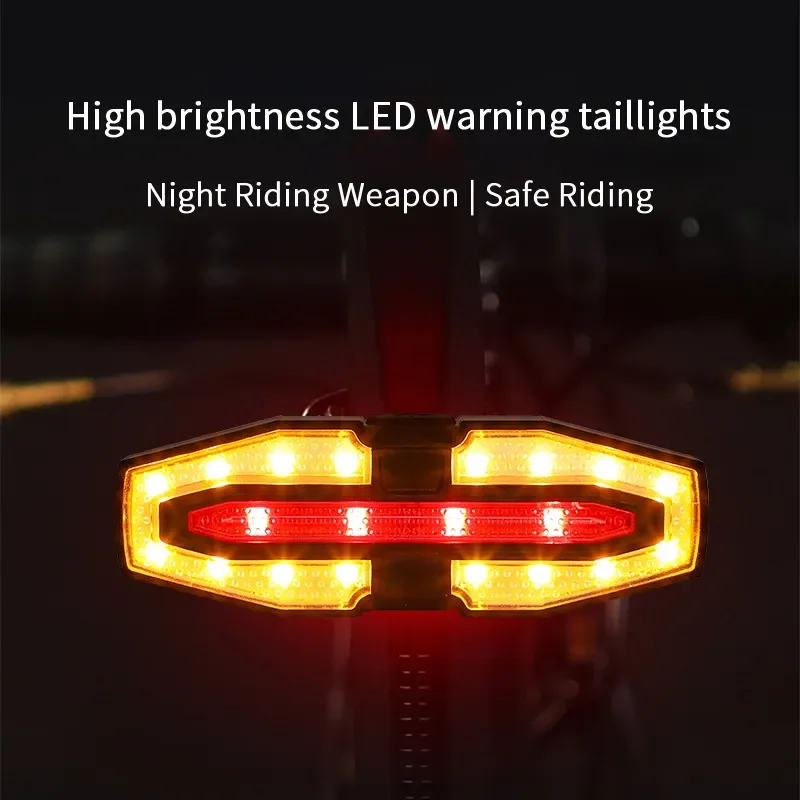 USB Rechargeable Bike Turn Signals Wireless Remote Control Waterproof Bicycle Rear Light