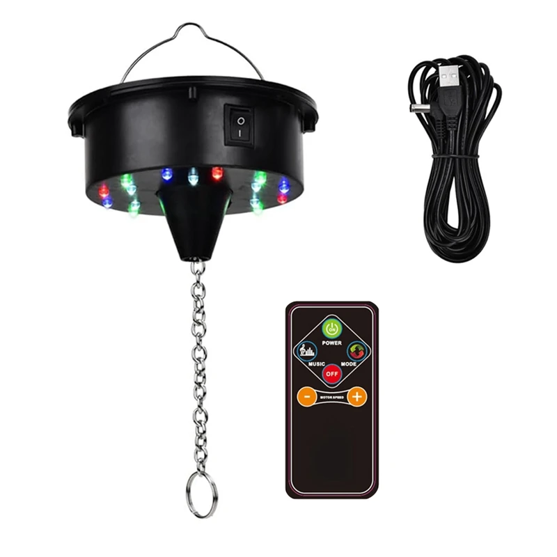 

Rotating Disco Ball Motor Lights With Remote,18 Leds For 12 16 20 24Inch Mirror Ball Rotator(Notincludedball)