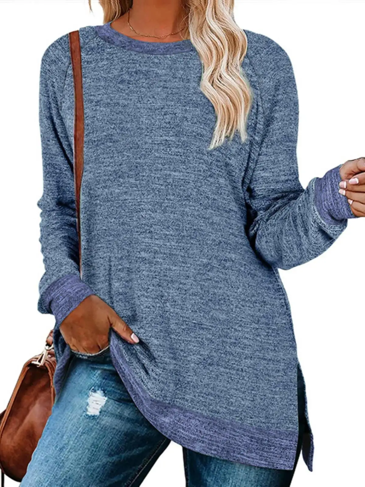 T-shirt décontracté pour femmes, coupe ample, rond, Ne Long, Sve, basique, moderne, Faion, couleur saison d'automne