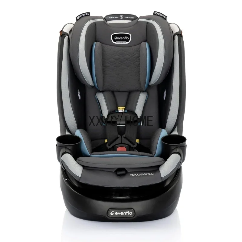 Evenflo Revolve360 Slim 2-in-1 Rotational Car Seat with Quick Clean Cover (Stow Blue)