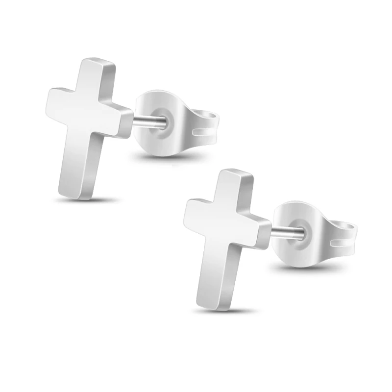 Punk Tiny Cross Earrings Stainless Steel Piercing Jewelry Cross Stud Earrings