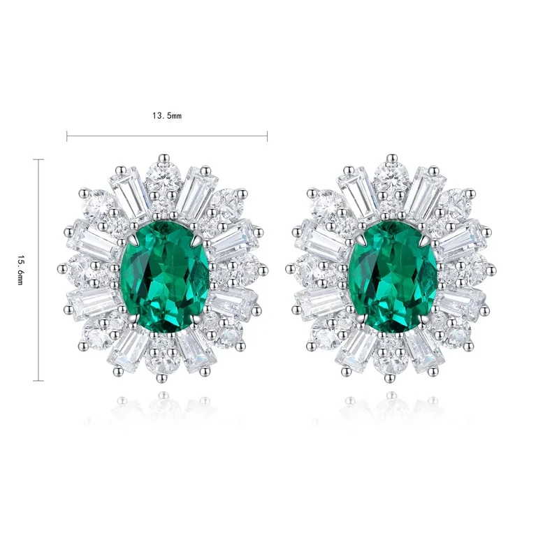 S925 Sterling Silver Lab Created Emerald Earrings for Women Minimalist Dainty Studs Perfect Daily Wear Birthday Gift Idea
