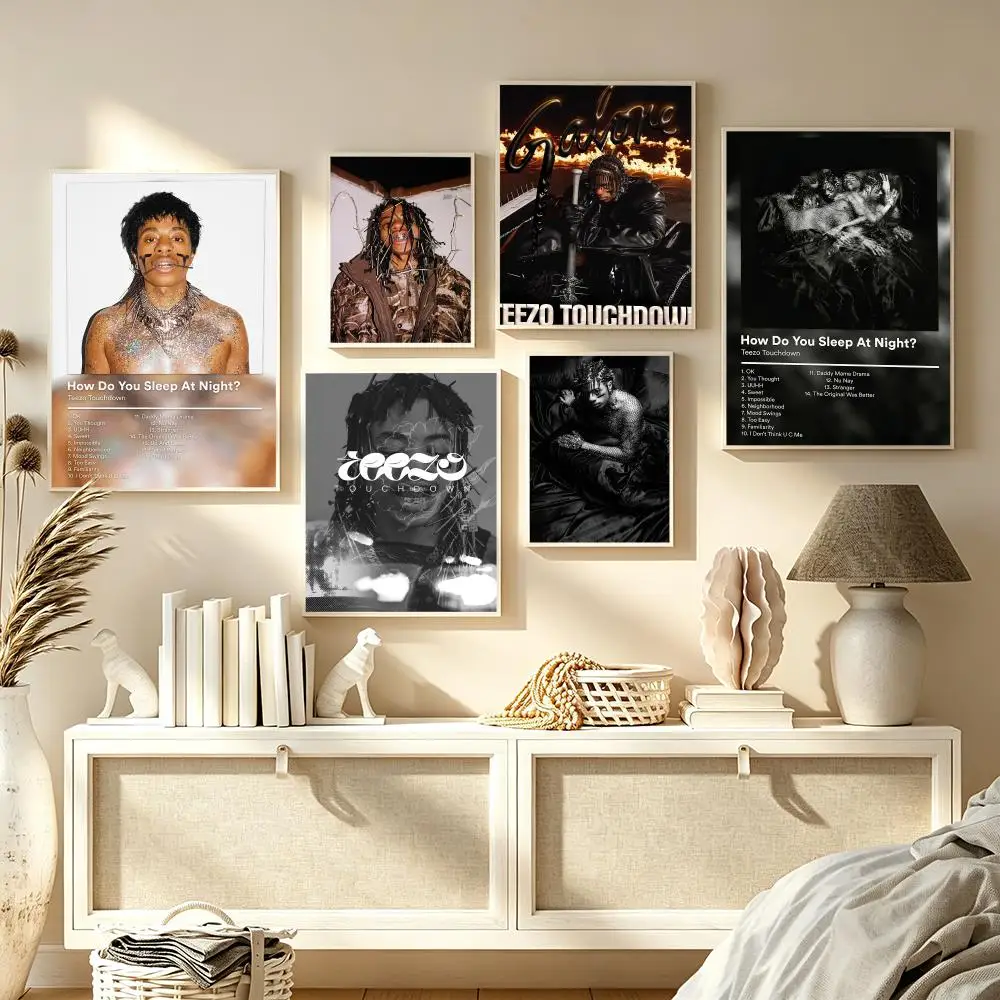 Hip-Hop T-Teezo Touchdown Poster Decorative Wall Art Print Poster Room Decoration Bedroom Home Office Gift Idea