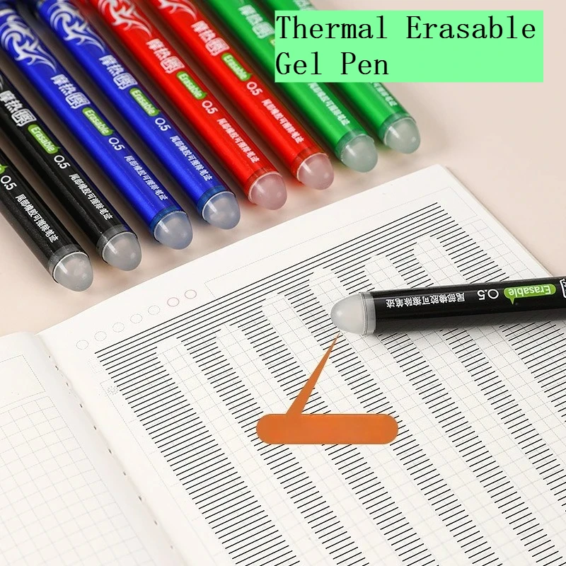 

4 Color Creative 0.5mm Erasable Gel Pens Black/Red/Blue/Green Ink Students Writing Smooth Office Stationery School Supplies