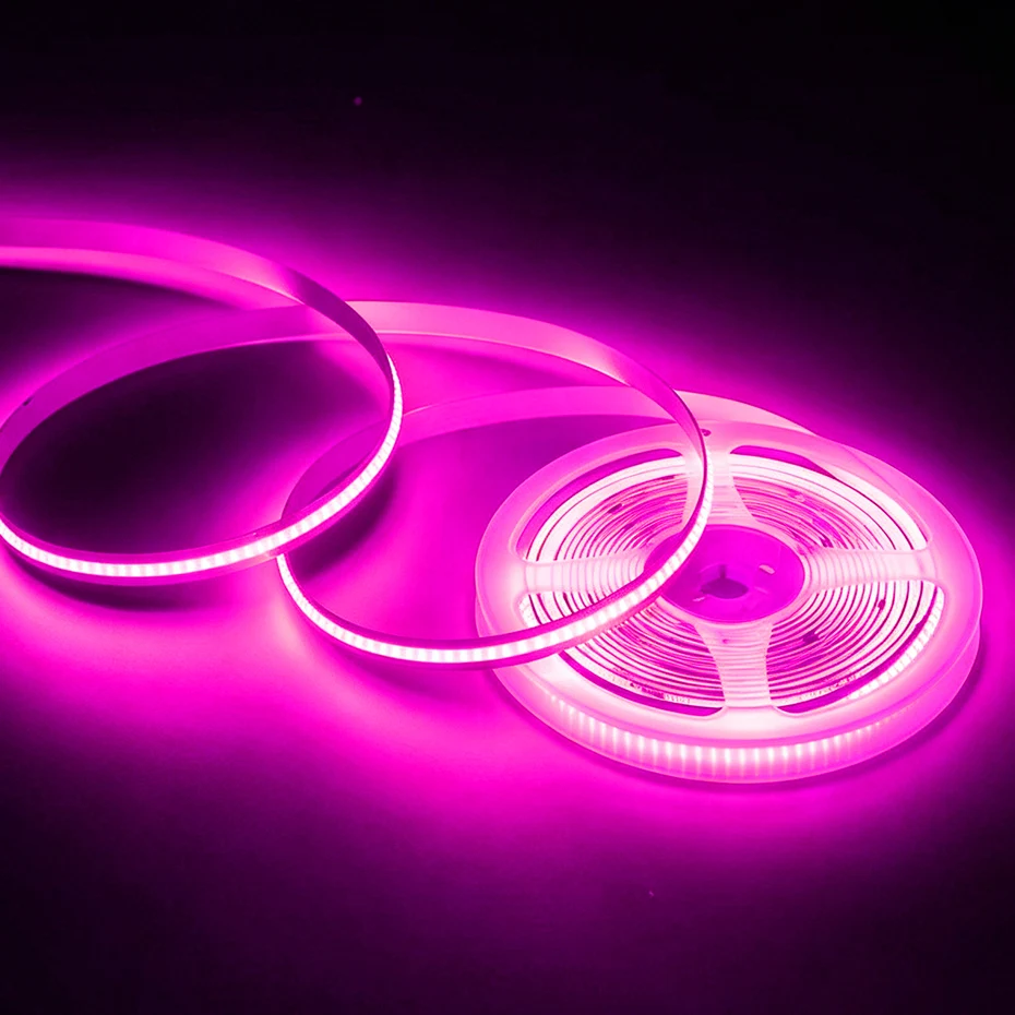 24V COB LED Strip 320LEDs/m 8mm Flexible High Density Tape 0.5m-10m 3000K-6500K RA90 Ice Blue/Red/Green/Pink Lighting