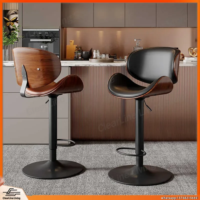 

Light Luxury High End Adjustable Height Swivel Bar Stool for Kitchen Island Counter Desk Office Home Bar Chair with Back
