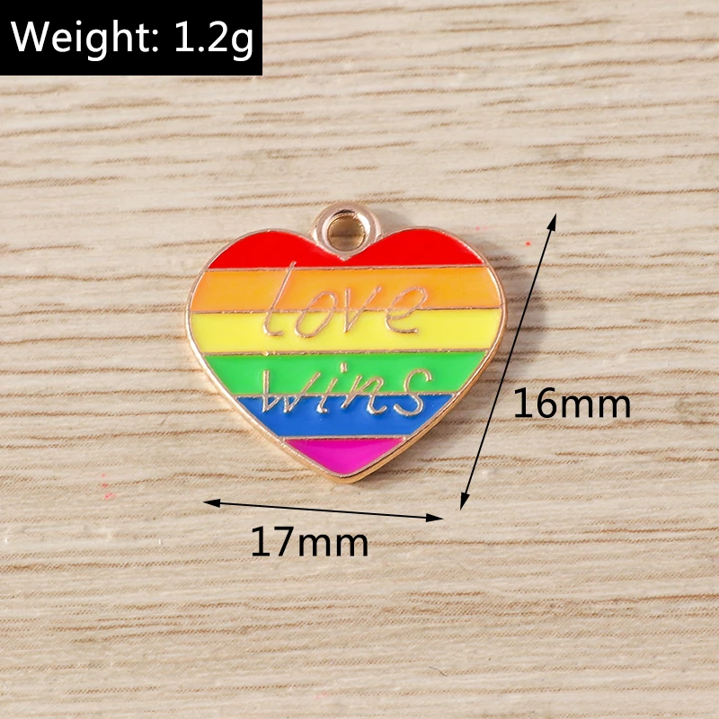 10 Stück Niedliche Bunte Emaille-Regenbogen-Herz-Mond-Anhänger für Schmuckherstellung, Halsketten, Ohrringe, Armbänder, DIY-Bastelzubehör – Detail 10
