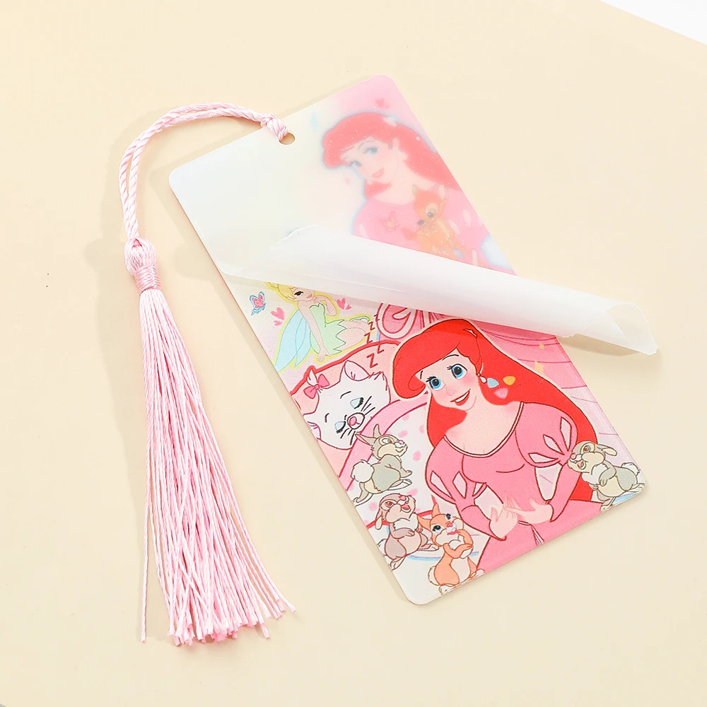 A Pequena Sereia Ariel Bookmark com Borla, Cute Acrylic Marie Cat, Bambi Hanging Drop Decor, Coleção Presentes para Mulheres e Crianças