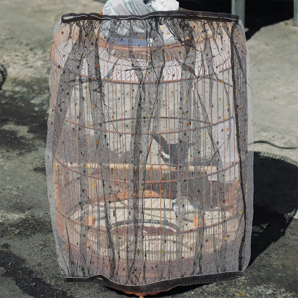 

Bird Cage Catcher Cover Universal Polyester Mesh Large Adjustable Elastic Band Stretchy Skirt Protector for Parrot Cage Guard