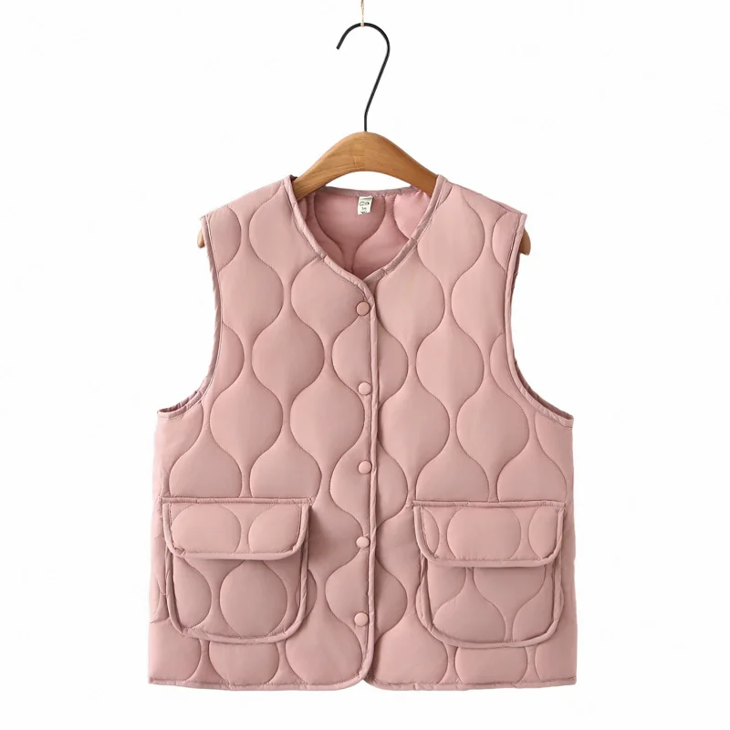 Plus Size Women Parka Autumn Winter New Loose Thin Gourd Shaped Quilted cotton-padded Sleeveless Vest 5211