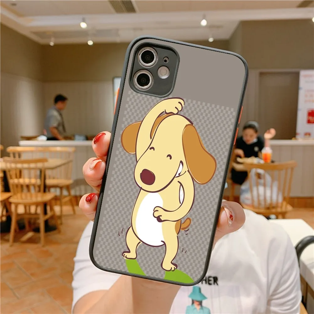 Cartoon Dog Phone Case For IPhone 14 11 12 13 Mini Pro Max 8 7 Plus X XR XS MAX Translucent Matte Cover