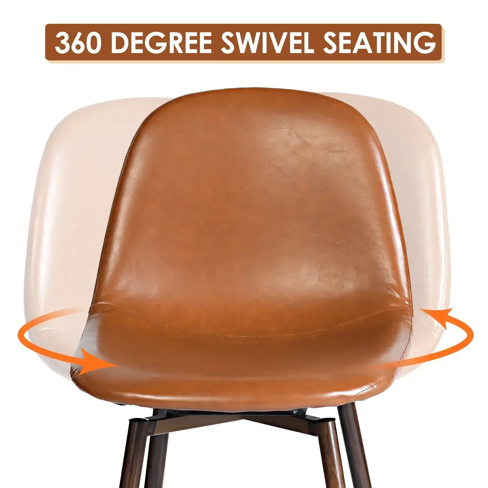 26" Counter Height Bar Stools Set of 2, Swivel Stools for Kitchen Island, Caramel Brown