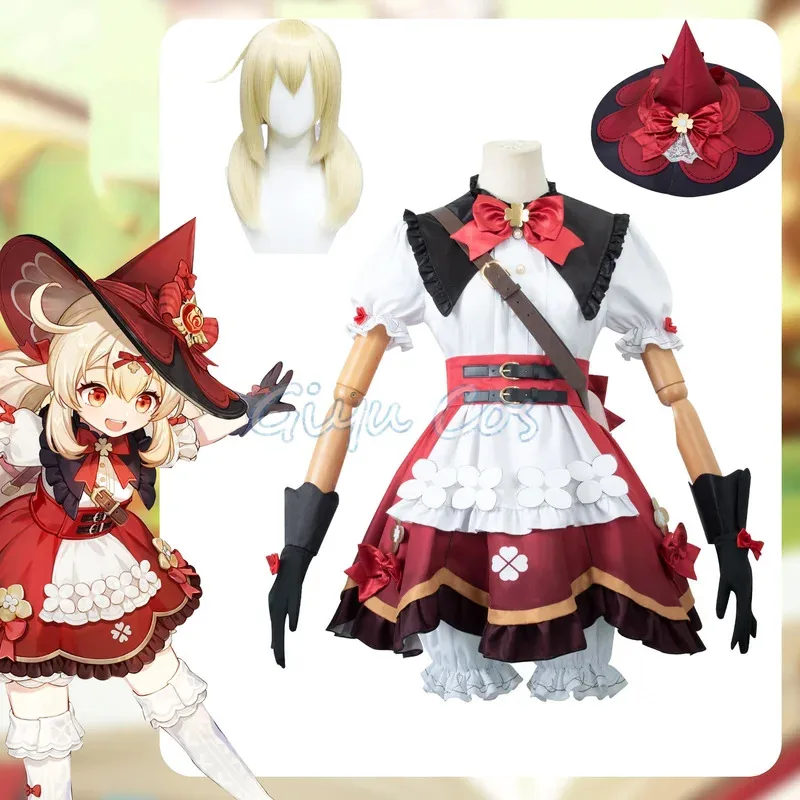

Genshin Impact Klee Blossoming Starlight Character Outfits Cosplay Costume Uniform Fabric Wig Anime Halloween Costumes for Game