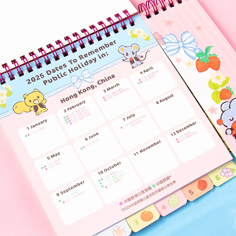 Kawaii Sanrio Anime Hobby My Melody Kuromi Cinnamoroll Hello Kitty Cartoon 2025 Desk Calendar Girls Schedule Desktop Calendar