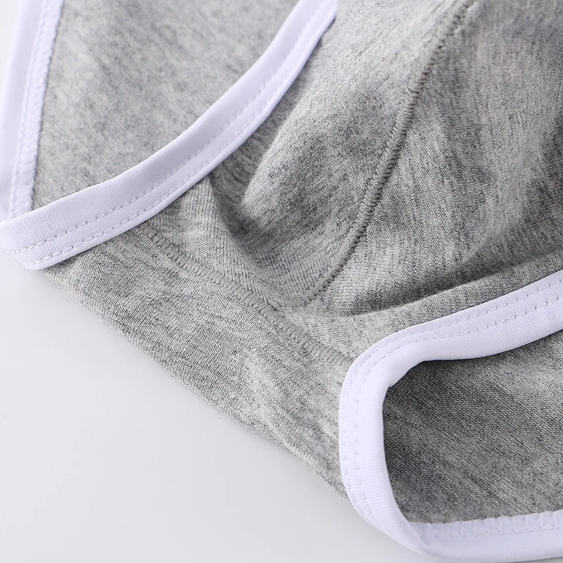 Youth Fashion Brief Pant for Men Low Waisted Sexy Bottom Lingerie Teenager Cotton High Slit Underwear Shorts Solid Color Panties