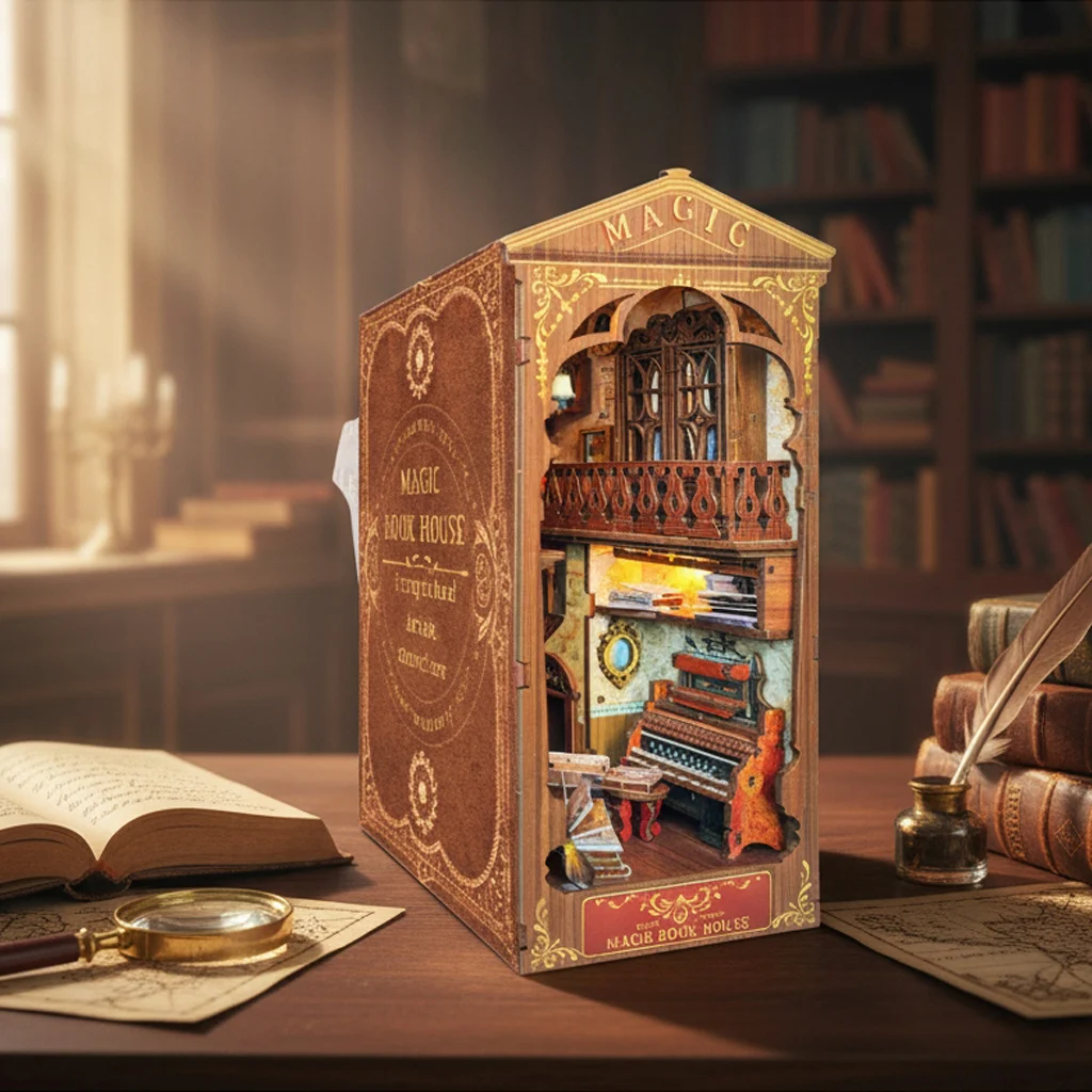

OUZEY Book Nook DIY Kit - "Enchanted Bookstore" Miniature Model, Mysterious Library Assembly, Creative Desktop Decor Gift
