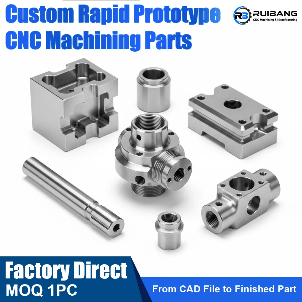 Custom Rapid Prototype CNC Machining Parts Aluminum Stainless Steel Brass Titanium Metal Components OEM ODM MOQ 1pc