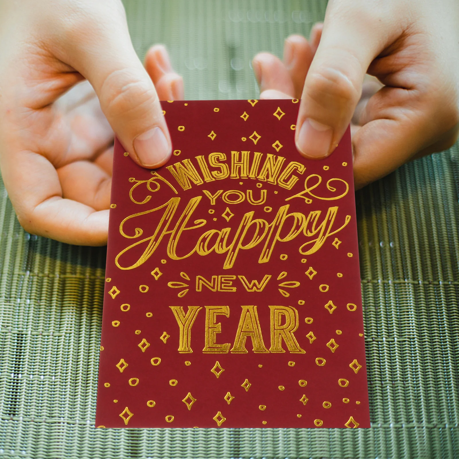 

10pcs New Year Greeting Chinese Festival Wishes Cards With Envelopes Eco-Friendly Paper Golden Design Holiday Gift For