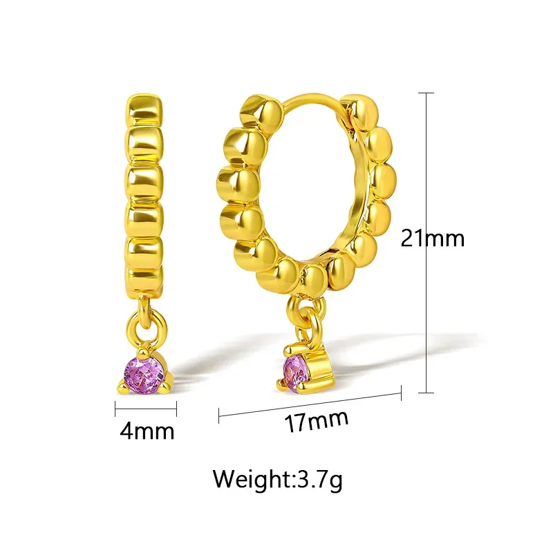 Wholesale Retro Jewelry Senior Sense Round Circle Purple Zircon Dangle Earrings for Women Girl Gift Hot Sale Accessories