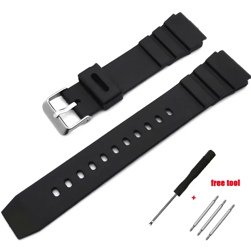 Silicone Watch Strap 18mm for Casio W800H SGW400 F91W F84 F105/108/A158/168 AE1200/1300 Black PU Resin 20 22 24 26 28mm Bracelet