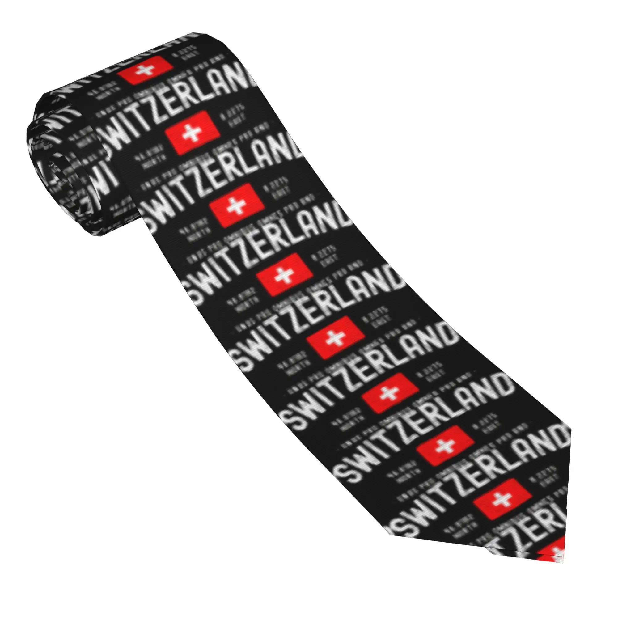 Swiss Switzerland Flag Tie  Custom Neck Ties Elegant Collar Tie Men Leisure Necktie Accessories
