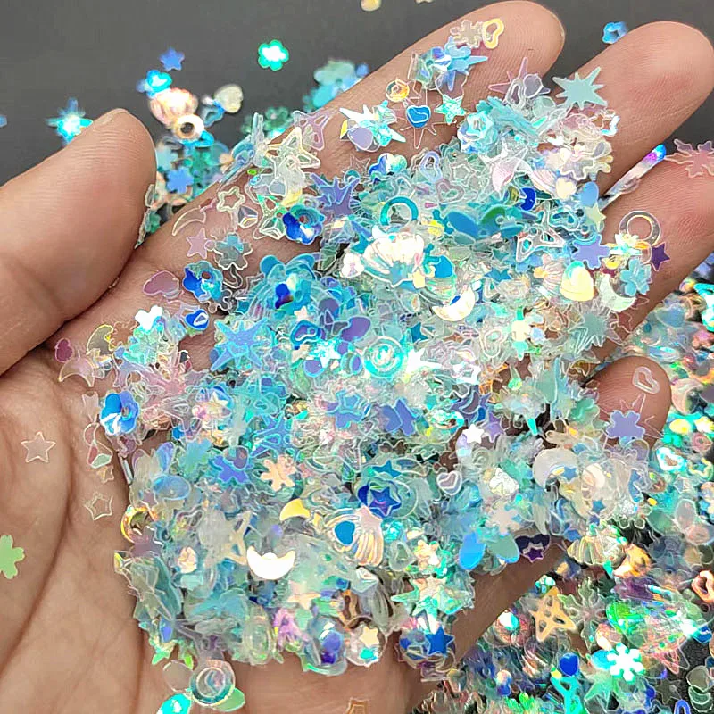 Mix Moon Star Heart Nail Sequins for Craft Glittering Crystal Loose Sequin Paillettes DIY Manicure Nail Art Decoration Confetti