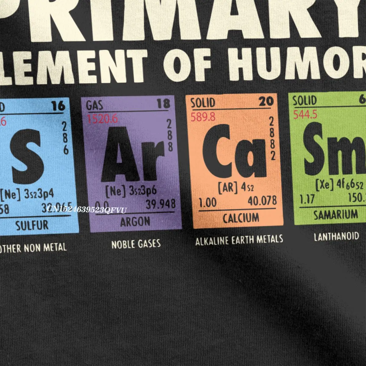 Maglietta scientifica da uomo S Ar Ca Sm tavola periodica di umorismo elementi chimici sarcasmo abbigliamento divertente maglietta girocollo t-shirt