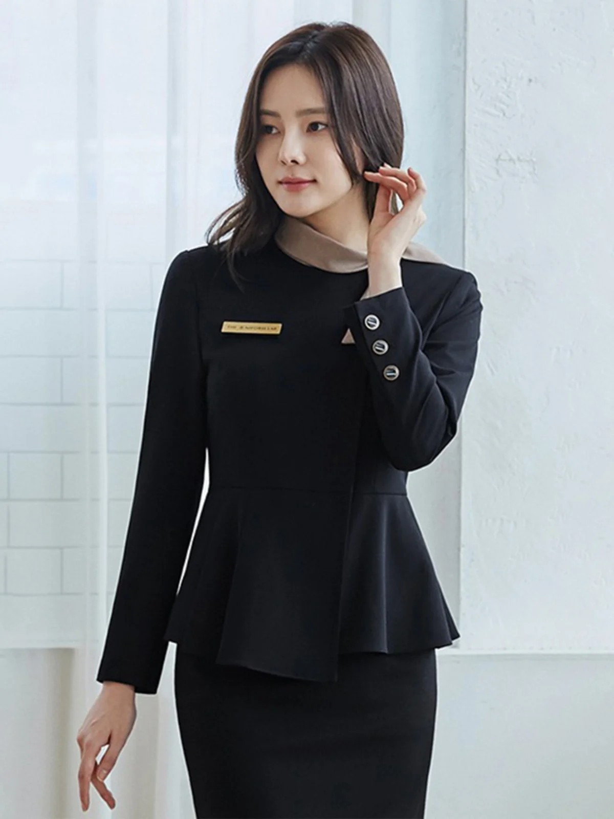 Business Uniform Skirt Suit Women's Skin Care Management Hotel Front Desk Workwear Long Sleeve Polyester Ensemble