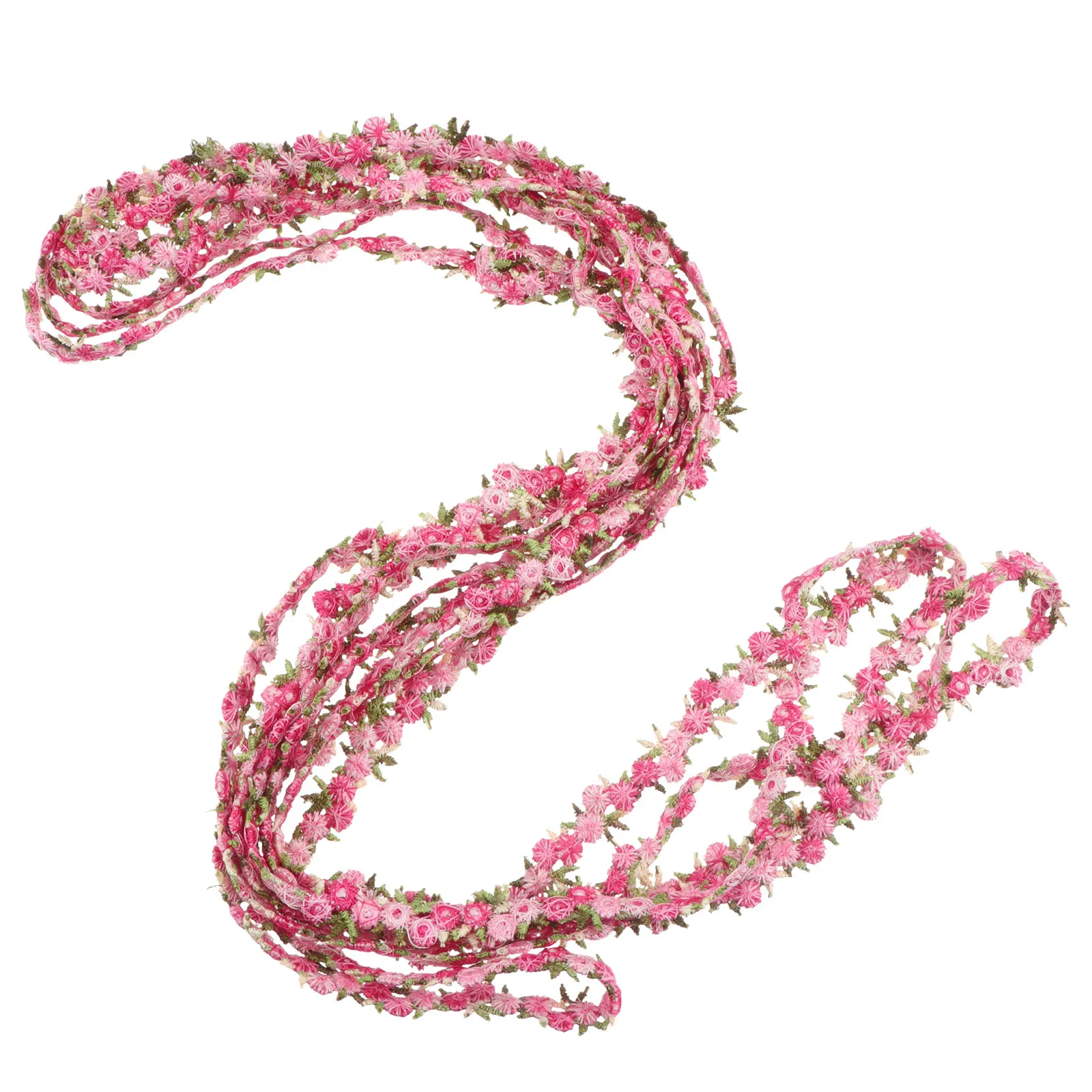 ผ้าไหมผ้าปูที่นอนดอกไม้ริบบิ้น 4.5m สีชมพู Rose Trim เจ้าสาวตกแต่งงานแต่งงาน Appliques ตกแต่งริบบิ้น Elegant Lace Edge