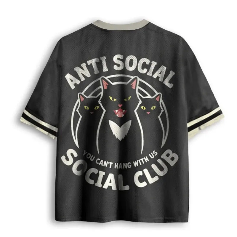 2026 Sommer Bestseller Retro Spaßiges Schwarzes Katzen-Print V-Ausschnitt Y2K Mode Jersey für Erwachsene Kinder Übergröße Lässiges Sport-T-Shirt – Detail 4