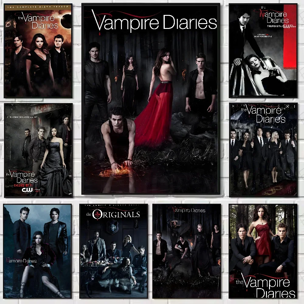 The V-Vampire Diaries Classic Movie Poster High Quality Wall Art for Home Office Bedroom Living Room Hallway Bar Perfect Gift