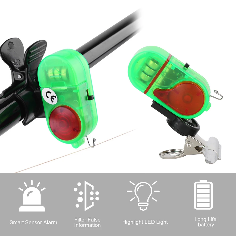 Fish Bite Lure Alarm Double-lamp Alert Alarm Sound Bell High Volume Fishing Finder Alarm Sensitive Accessories for Night Fishing