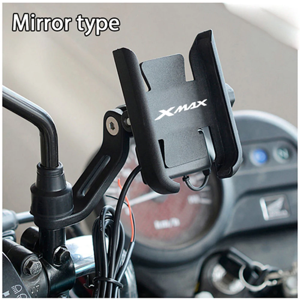 For Yamaha xmax300 xmax400 XMAX X-MAX 125 250 300 400 Motorcycle CNC Handlebar Mirror Mobile Phone Holder Bracket GPS Stand