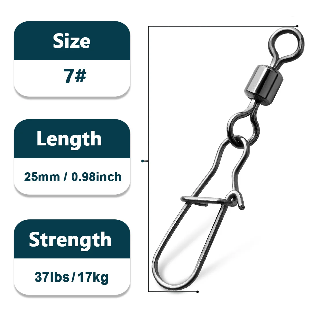 9KM 25Pcs Angeln Snap Wirbel Edelstahl Salzwasser Angeln Rolling Duo-Lock Snap Swivel Anschlüsse Tackle
