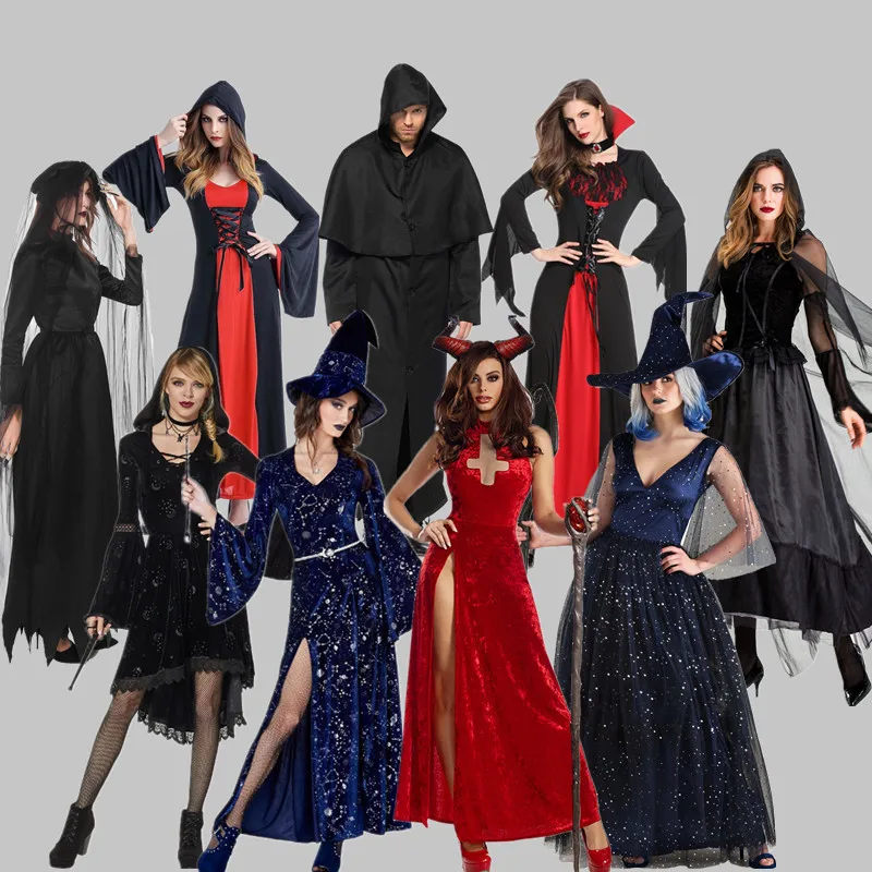 

Halloween Devilish Witch Costume Sexy Demon Dress Club Party Performance Outfit Ghost Bride Theme Women's Fashionable Costume