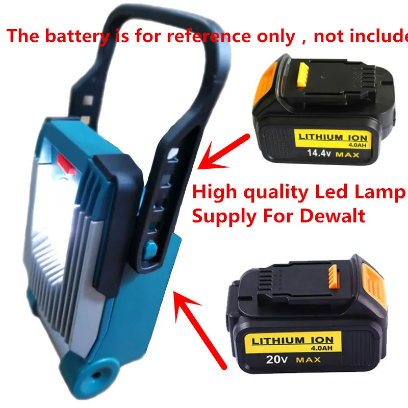 Batteria agli ioni di litio da 14,4 V/18 V/20 V LED Luce da lavoro Flash Light Torce luminose per Dewalt DCB200 DCB205 DCB180 DCB181 luce esterna