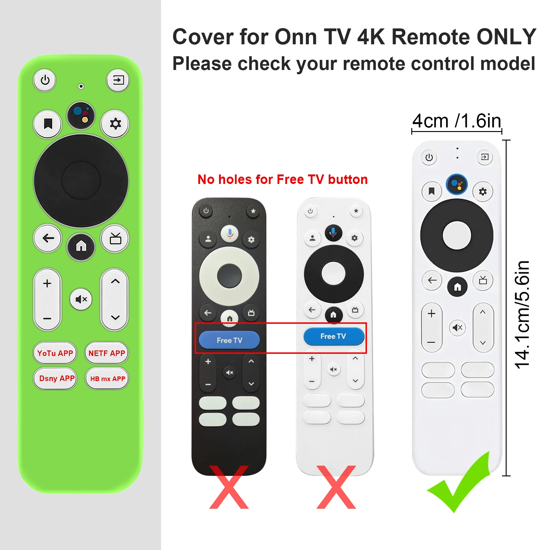 Protective Cover Fit for Onn Android TV 4K UHD Streaming Device 2K Streaming Stick Remote Anti-Slip Silicone Case with Lanyard