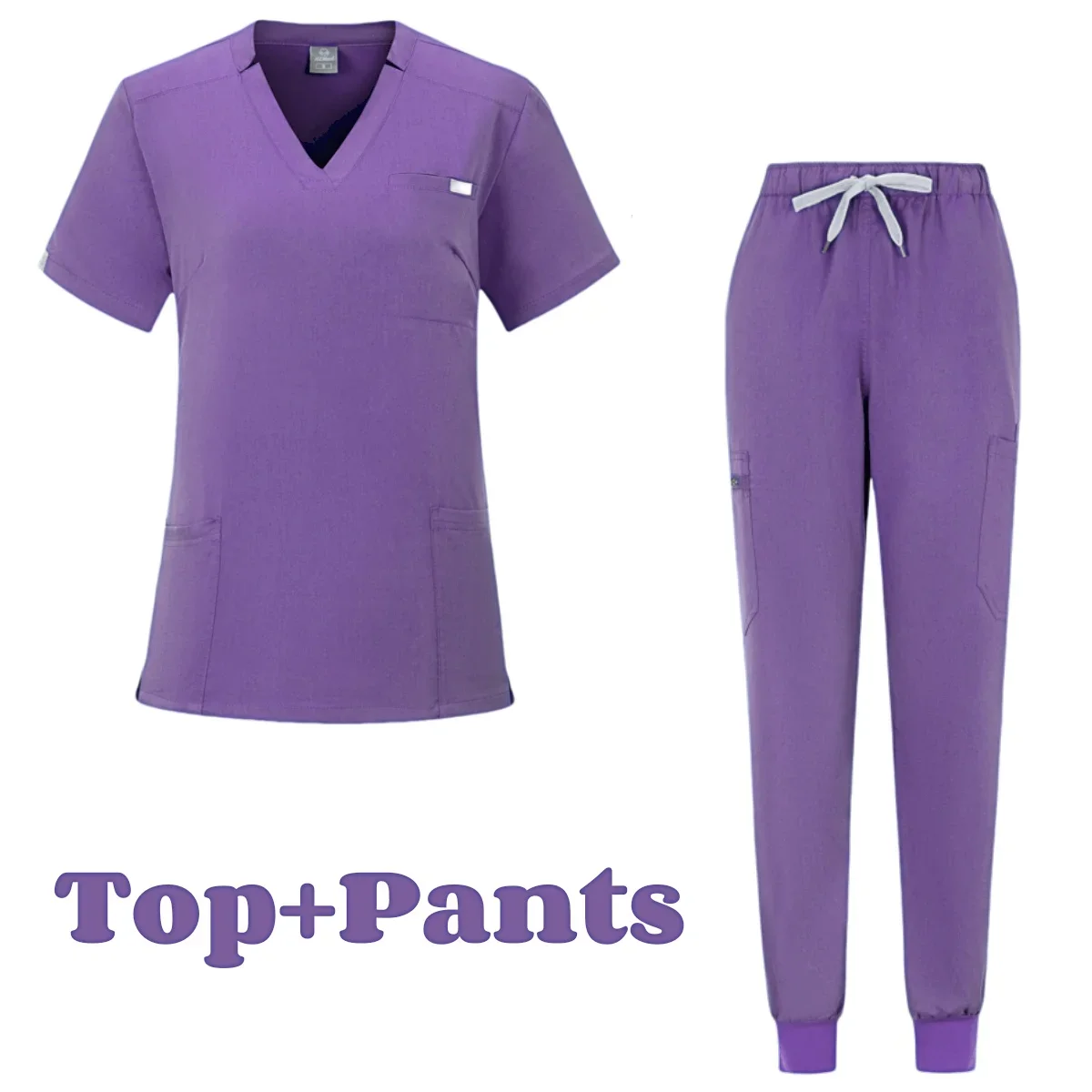 Manica corta accessori medico ospedale elegante donna femminile Stretch medico scrub infermiera uniforme Medicals Spa donne uniformi