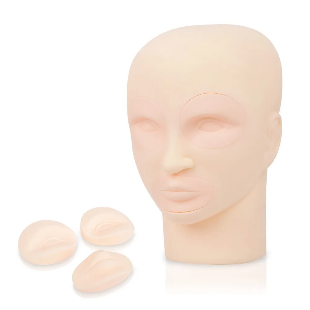 permanent makeup Practice Silicone Microblading Practice Fake Skin Head 3D Practice Skin Mannequin Cosmetic