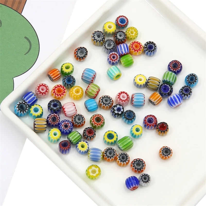 10pcs 6mm Pumpkin Lampwork Beads Cylinder Glazed Glass Loose Beads For Jewelry Making Handmade Necklace Bracelet Diy Accessories