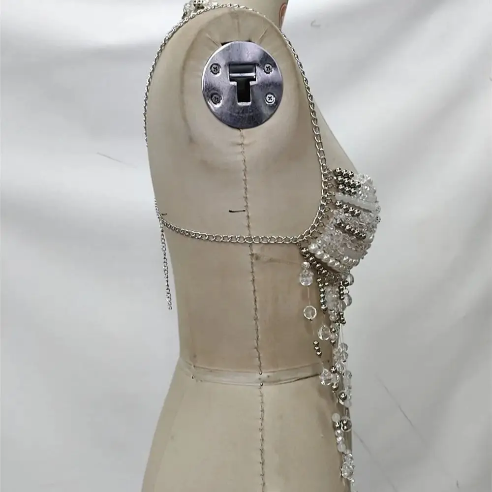 เสื้อครอปแบบผูกคอประดับจี้รูปผีเสื้อสไตล์ Y2K สำหรับผู้หญิง บราลูกปัดสไตล์ยุโรปพร้อมสายรัดตัว ชุดคลุมบิกินี่ชายหาดลูกไม้รัดเชือกสำหรับฤดูร้อน